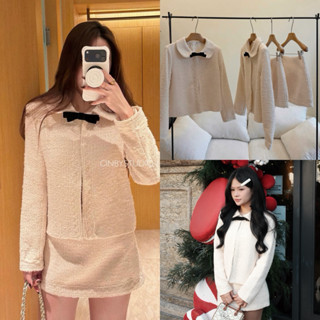  studioby25 | SET DẠ TWEED TIỂU THƯ CỔ SEN NƠ NHUNG KÈM VÁY 