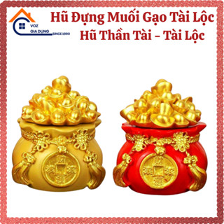 COMBO 3 Hũ Túi Tiền Tài Lộc - Hũ Đựng Muối Gạo Trang Trí Ban Thờ Cầu Tài Lộc, May Mắn, Phong Thủy