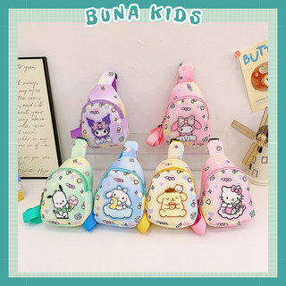 Túi đeo chéo sanrio friend cho bé 3-10 tuổi vải nylon hình kuromi ngăn khá rộng Bunakids TD32