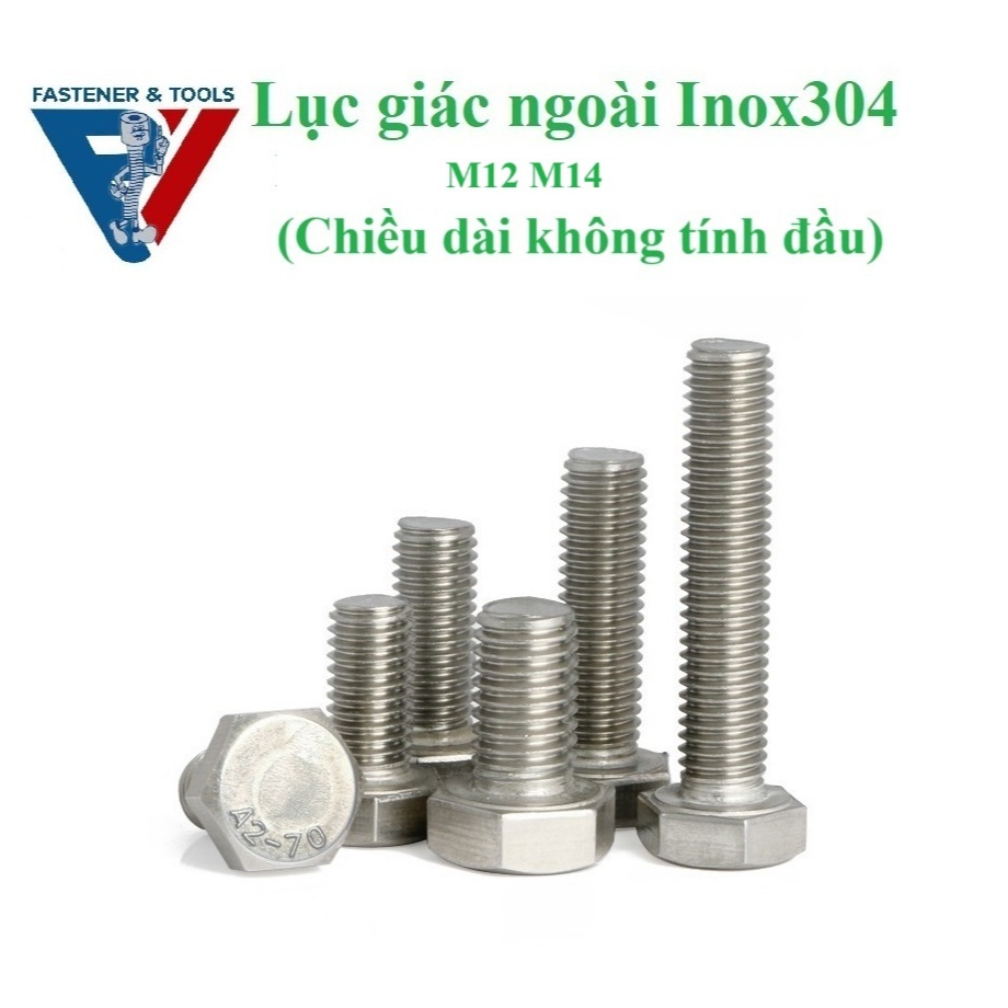 (INOX304) M12, M14 Bulong lục giác ngoài inox 304 M12-M14