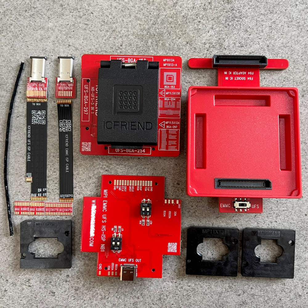 Đế NB-UFS-5IN1 và F64 ISP SOCKET IC IN cho box F64 đọc ghi ổ cứng UFS-BGA-153/ 254/ 297