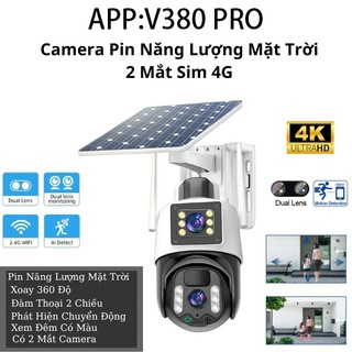 Camera Năng Lượng Mặt Trời 1080P HD,WIFI SIM 4G 2 Mắt Xem 2 Màn Hình 8.0MP Đàm Thoại 2 Chiều Xoay 360 Độ Đêm Có Màu 