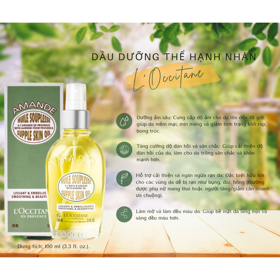 Dầu Dưỡng Thể Hạnh Nhân L'OCCITANE Almond Supple Skin Oil