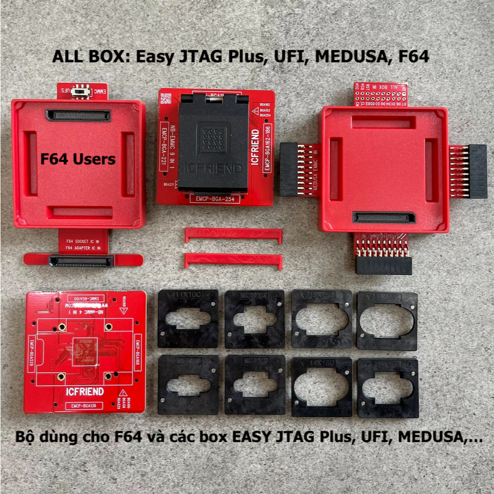 Đế đọc ghi eMMC ICFriend bản 2025 hỗ trợ F64, UFI, EasyJTAG, Medusa, và ALL BOX IN