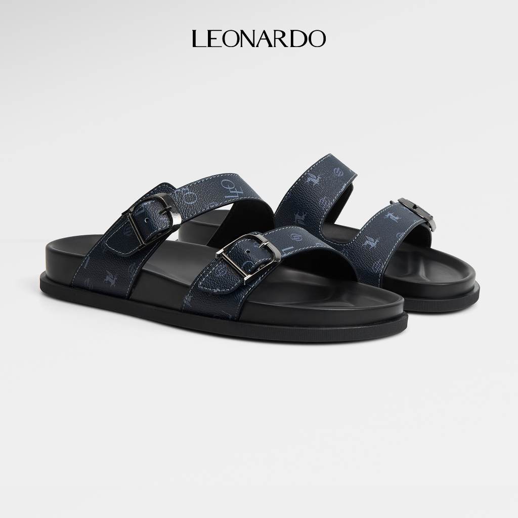 Dép nam Leonardo quai da Microfiber bền nhẹ tôn dáng mang đi làm đi chơi sang trọng – Dép Buckle Sli