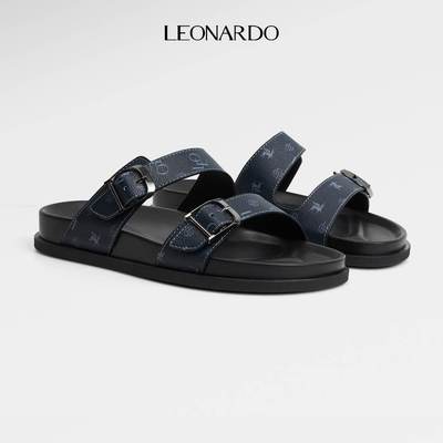Dép nam Leonardo quai da Microfiber bền nhẹ tôn dáng mang đi làm đi chơi sang trọng – Dép Buckle Slide Monogram Neo