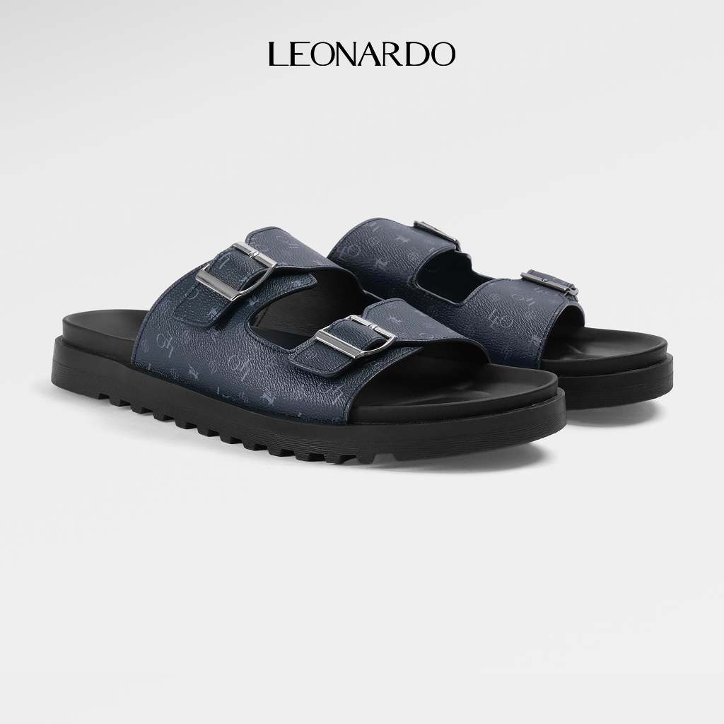 Dép Da Nam Nữ Monogram Neo Chất Liệu Da Microfiber Cao Cấp Thương Hiệu LEONARDO
