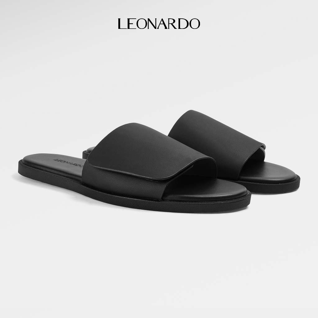 Dép nam Leonardo quai da Microfiber mềm êm đi mưa điều chỉnh ôm chân bền bỉ - Dép Tanjun