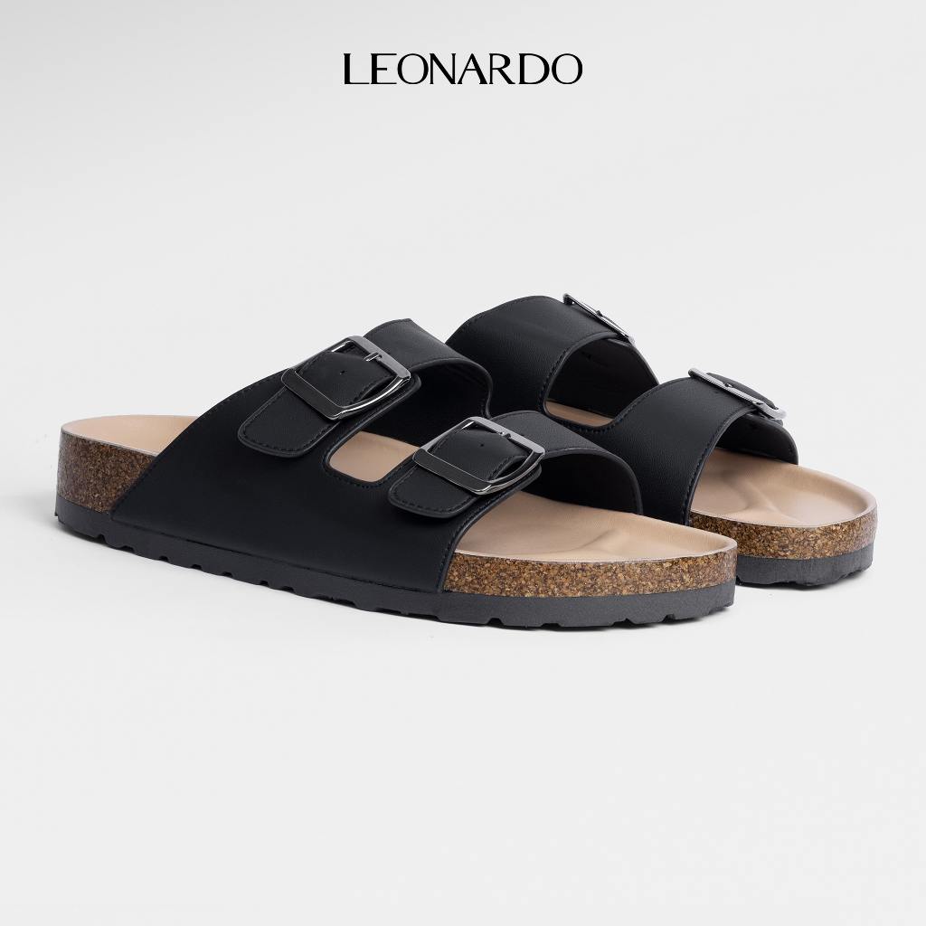 Dép Da Nam Nữ Quai Ngang Đế Trấu Leonardo Chất Liệu Da Microfiber và Da Lộn Jason