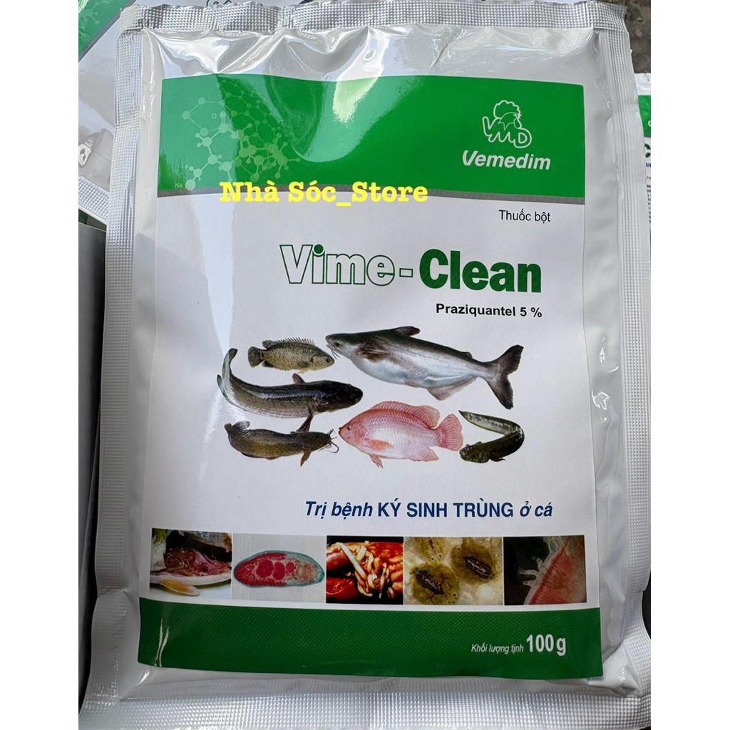 Vemedim VIME-CLEAN (Cá) Phòng - Diệt Ký Sinh Trùng, Sán, Rận,..trên CÁ, Ếch, Lươn - Gói (100Gram)