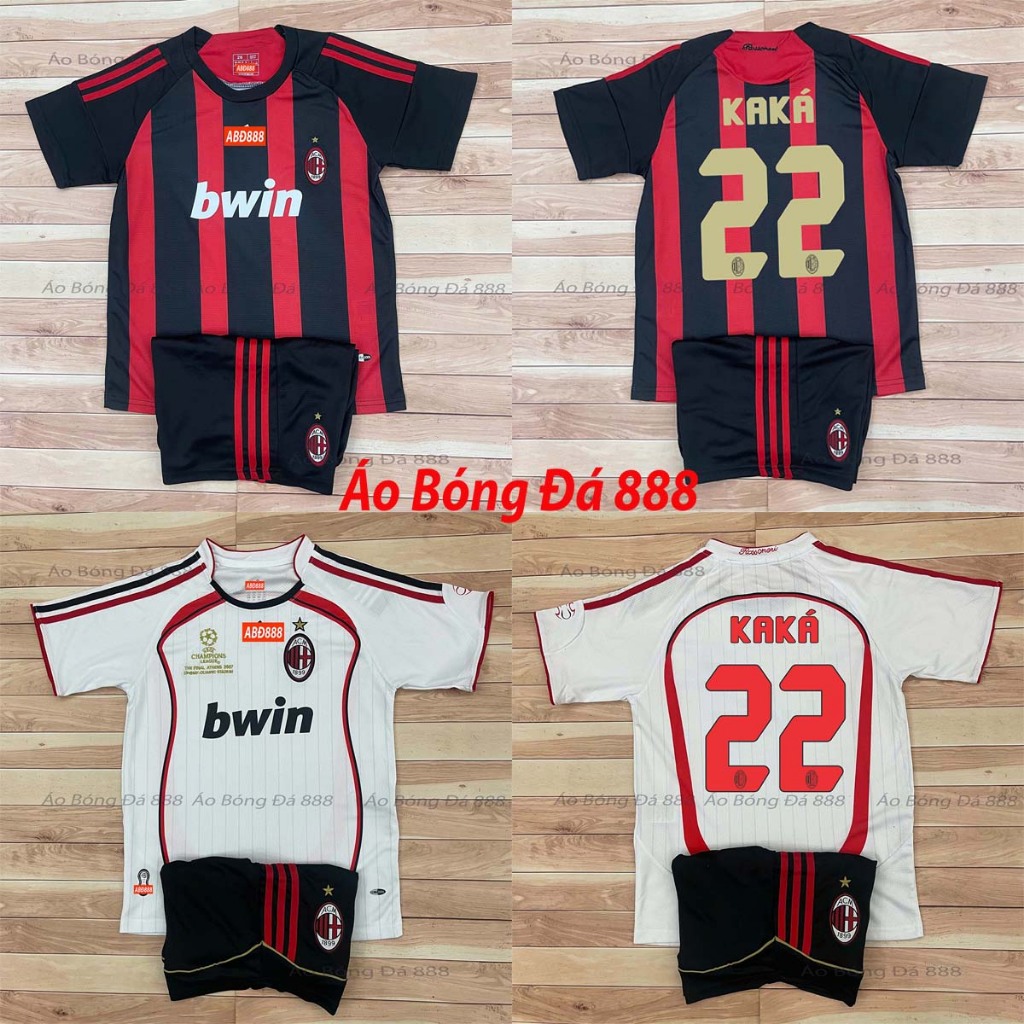 Bộ Quần Áo Bóng Đá Trẻ Em CLB AC Milan 2007 - Vải Polyester Gai Thái Cao Cấp