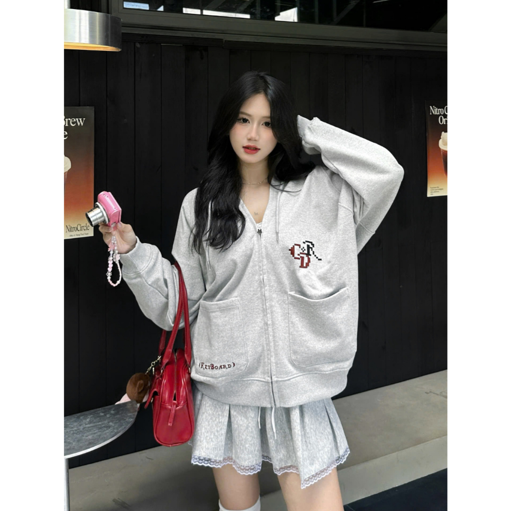 Áo Hoodie Zip Keyboard Cinder Khoá Kéo,Áo Khoác Hoodie Zip Form Rộng Unisex Style Hàn Quốc Sành Điệu