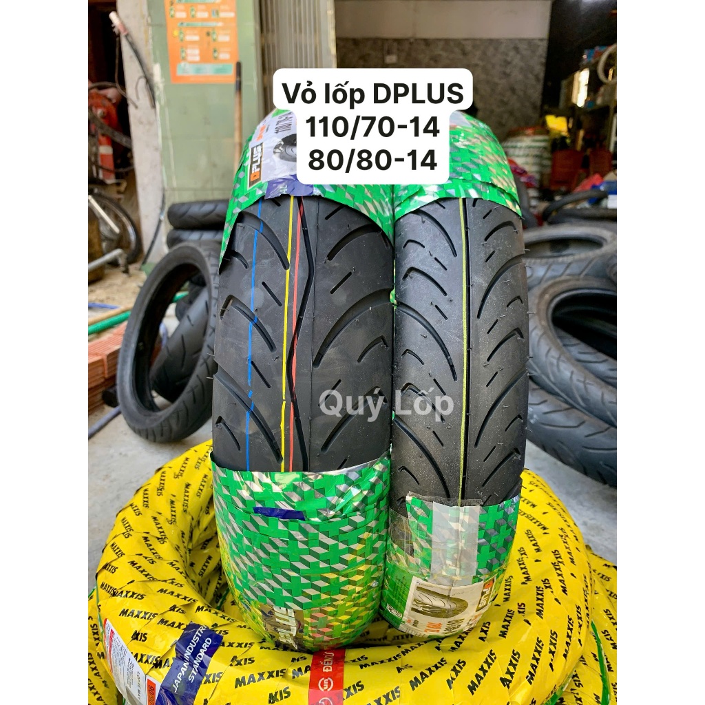 Vỏ lốp Dplus gắn cho xe JANUS 80/80-14 110/70-14. Vỏ không ruột