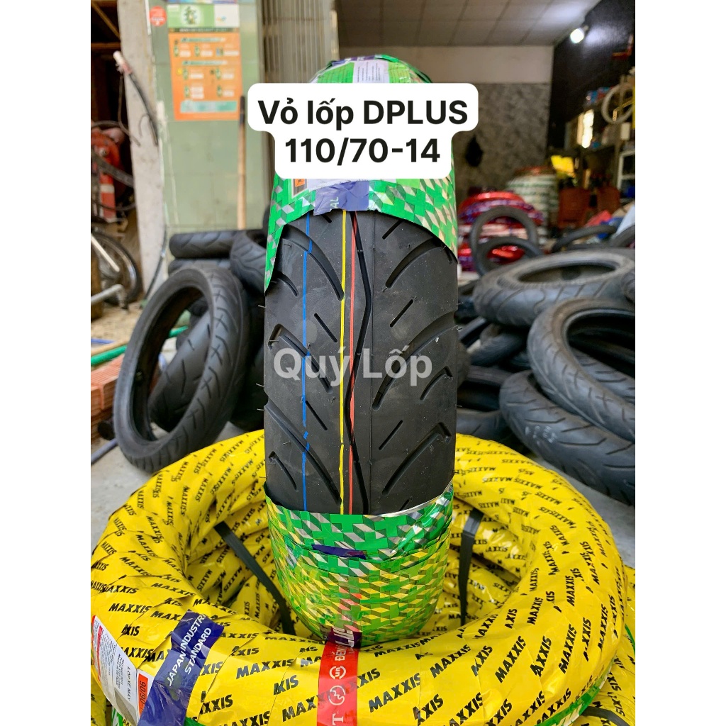 Vỏ lốp DPLUS 119 size 110/70-14 gắn cho sau Janus. Vỏ không ruột