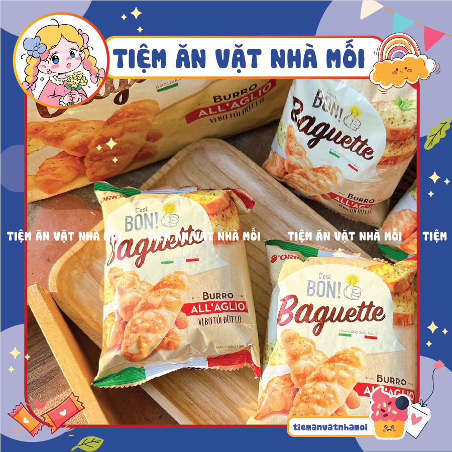 Bánh Mì Baguette Bon Orion Nướng Vị Bơ Tỏi Kiểu Ý, Bánh Mì Ăn Vặt Thơm Ngon
