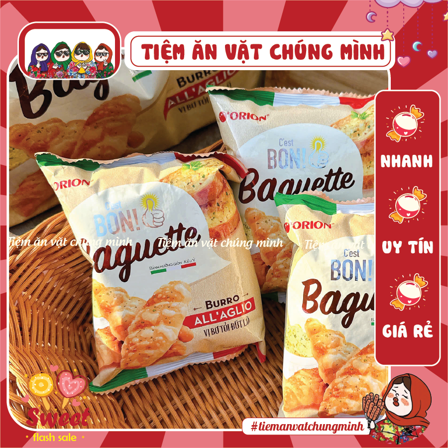 Bánh Mì Baguette Bon Orion Nướng Vị Bơ Tỏi Kiểu Ý, Bánh Mì Ăn Vặt Thơm Ngon