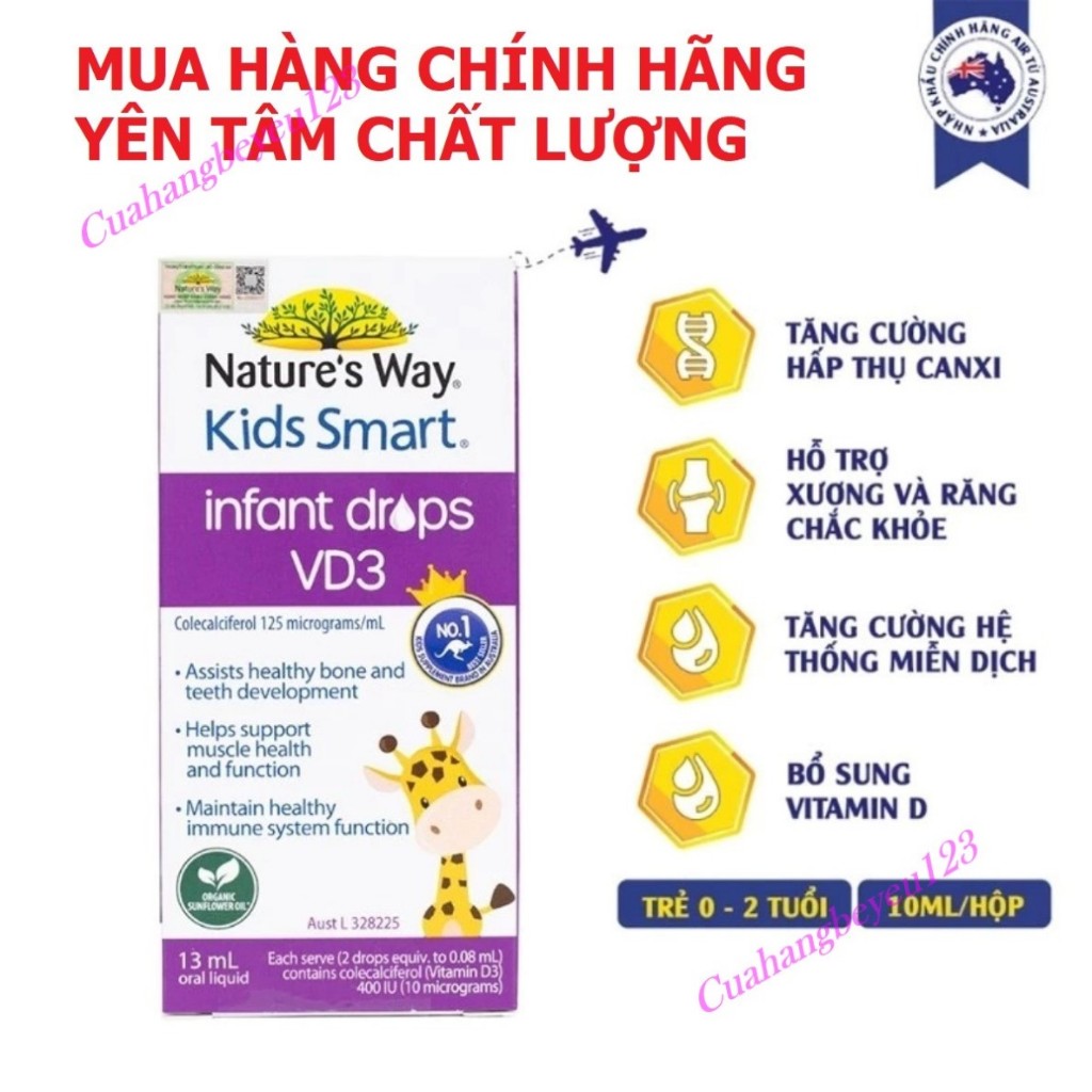 Chai 13ml Nature's Way Kids Smart Infant Drops VD3 - Hỗ trợ xương và răng chắc khỏe NTW
