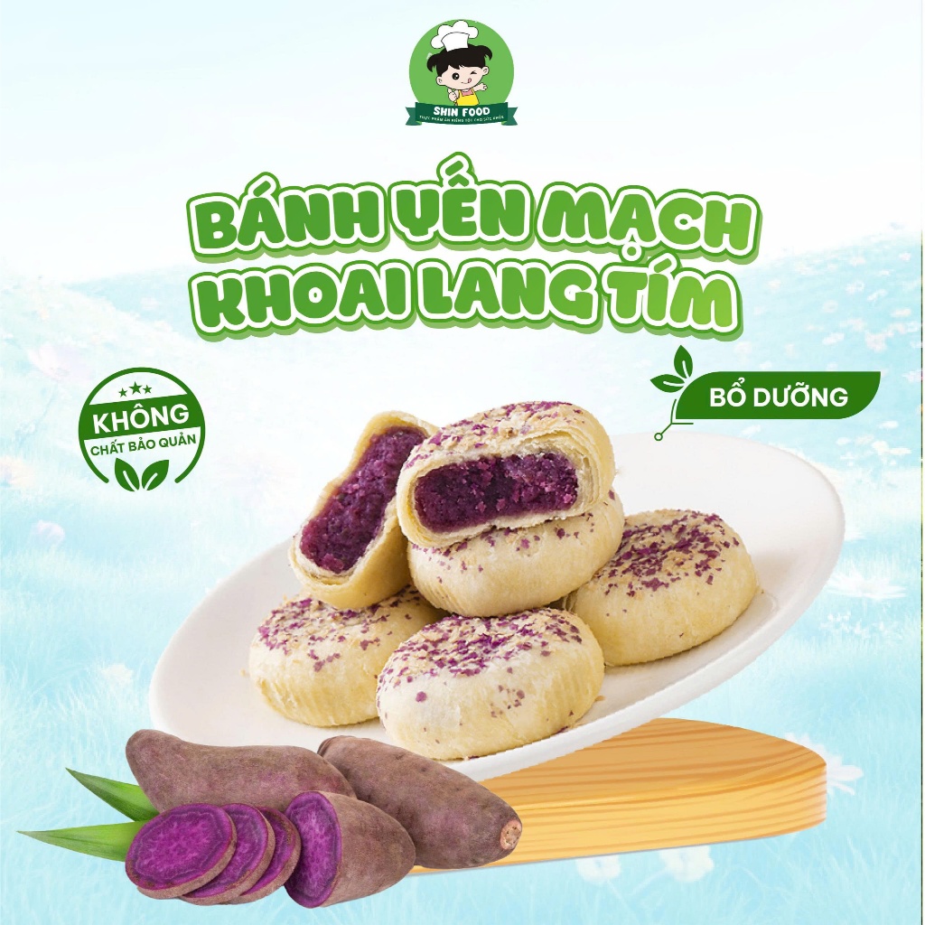 Bánh Yến Mạch Khoai Lang Tím, Khoai Môn Ít Đường, Ít Calo Shin Food, Bánh Ăn Vặt Healthy Thơm Ngon Cho Người Ăn Kiêng