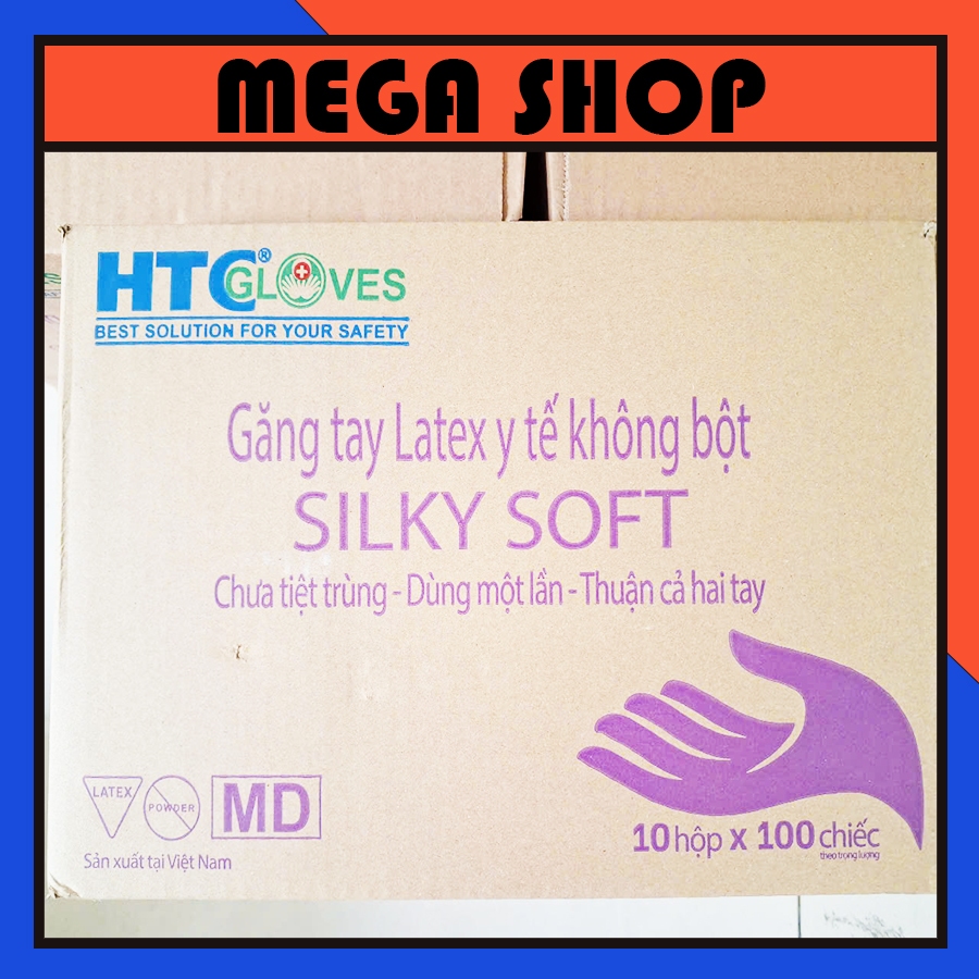 [THÙNG 10 HỘP] Găng tay Latex HTC Gloves KHÔNG BỘT, size XS, S, M, L, XL