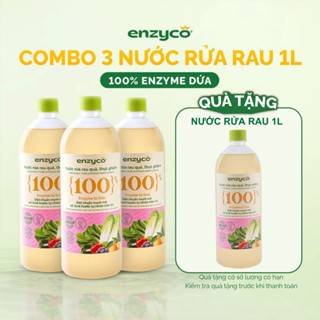  Combo 3 Chai Nước Rửa Rau Củ Quả Sinh Học ENZYCO Hương Dứa 1L Làm Sạch Thực Phẩm 100% EnzymeTừ Dứa 