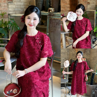  EVERMOM l Đầm bầu Dalia cổ đan kết nơ vai đính ngọc form suông gọn dáng nhẹ nhàng 