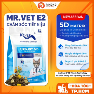  Hạt Cho Mèo Mr.Vet E2 1kg - Thức Ăn Cho Mèo Chăm Sóc Tiết Niệu và Thận - 80% Từ Đạm Động Vật Aikoko 