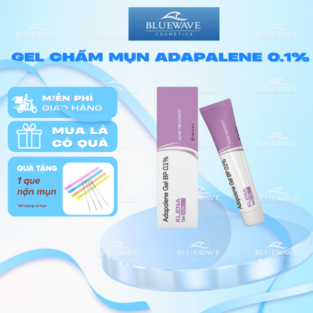 Gel Chấm Mụn Adapalene Klena 0.1% - Hỗ Trợ Giảm Mụn Trứng Cá, Mụn Ẩn, Mờ Thâm (Tuýp 30g)