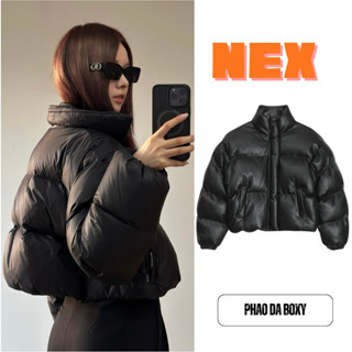    Hàng Sẵn   Áo Phao Da Form Boxy Màu Đen Phong Cách Korea Siêu Dày  Ấm Cổ Tay Bo Chun Full Size Nam Nữ - NEX NP1 
