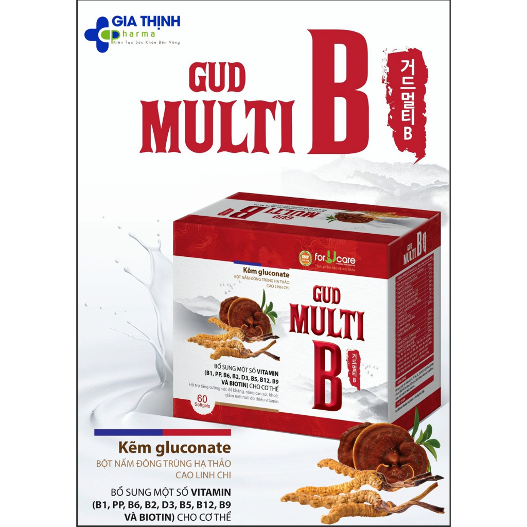 GUD MULTI B -  Vitamin nhóm B thiết yếu (B1, B2, B5, B6, B9, B12, PP, Biotin)