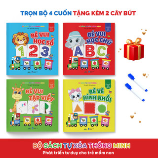 Sách - Bộ 4 Cuốn Sách Tự Xóa Thông Minh – Tặng 2 Bút Viết Xóa