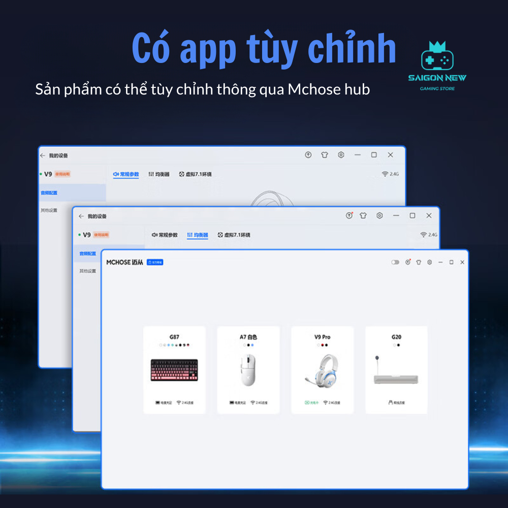 Tai nghe chụp tai Mchose V9 pro - Kết nối không dây Bluetooth - Hỗ trợ app tùy chỉnh - Tai nghe gaming có mic đàm thoại | BigBuy360 - bigbuy360.vn