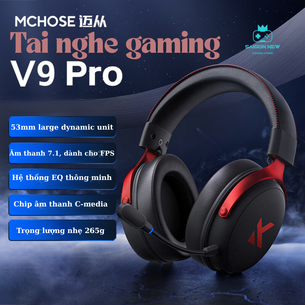 Tai nghe chụp tai Mchose V9 pro - Kết nối không dây Bluetooth - Hỗ trợ app tùy chỉnh - Tai nghe gaming có mic đàm thoại | BigBuy360 - bigbuy360.vn