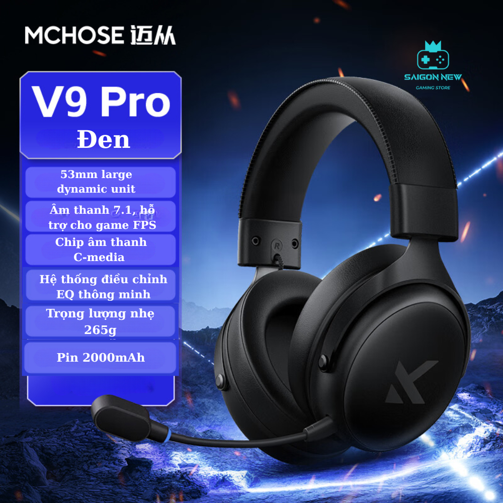 Tai nghe chụp tai Mchose V9 pro - Kết nối không dây Bluetooth - Hỗ trợ app tùy chỉnh - Tai nghe gaming có mic đàm thoại | BigBuy360 - bigbuy360.vn