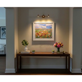  đèn soi tranh -đèn rọi tranh màu đồng -đèn rọi ảnh - đèn hắt lô gô 