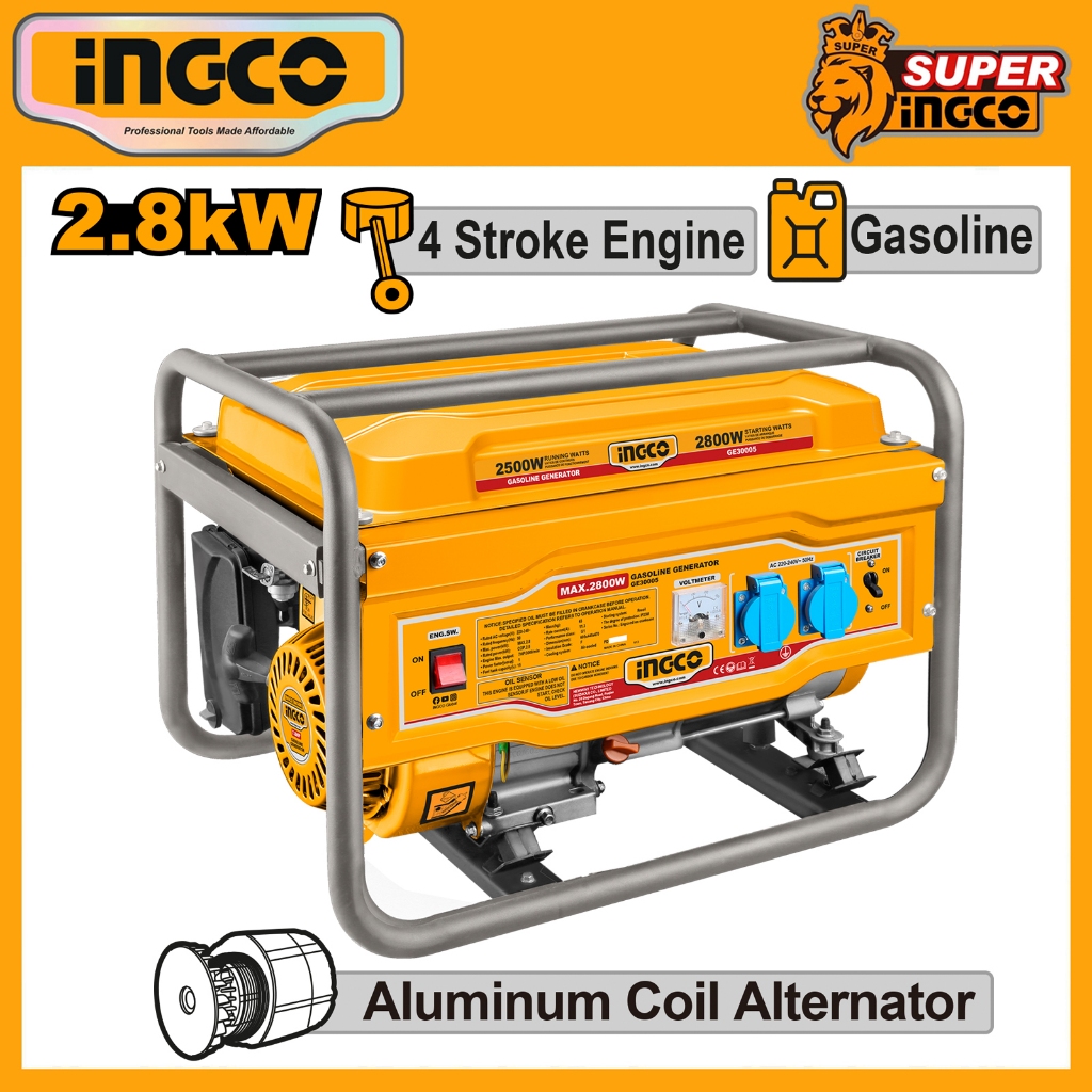 Máy phát điện 2.8kw dùng xăng pha nhớt Ingco GE30005