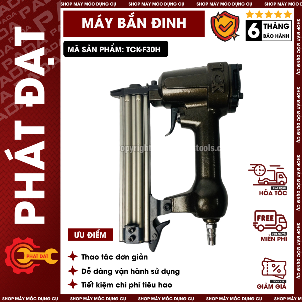 Máy Bắn Đinh Gỗ Dùng Hơi F30 TCK-Tặng Kèm Hộp 5000 Đinh F30
