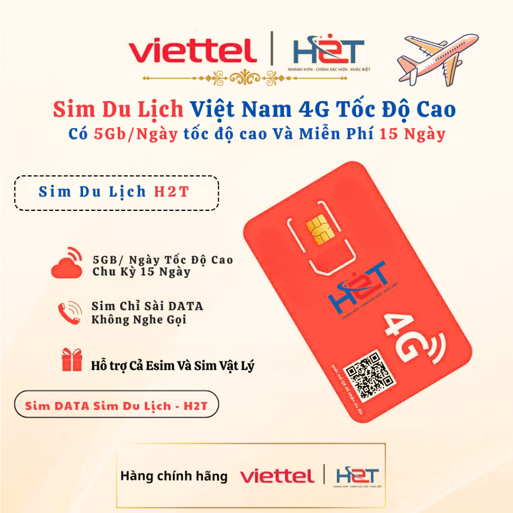 [VIỆT NAM] Sim Data Du Lịch 4G Viettel Giá Rẻ 5Gb/Ngày Tốc Độ Cao & Miễn Phí 15 Ngày Sử Dụng