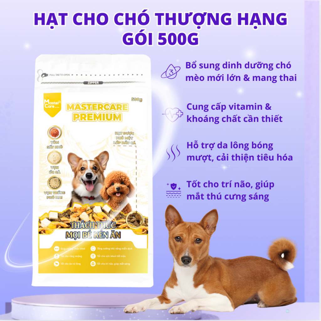 Hạt cho Chó  Premium 500g Mix nhiều loại Thịt Sấy Giúp Bé Dễ Ăn Giảm Rụng Lông MASTERCARE