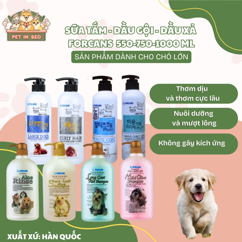 Sữa Tắm Forcans Cho Chó 550 750 1000Ml Dịu Nhẹ Kh.ử M.ùi An Toàn - PETINBED STORE