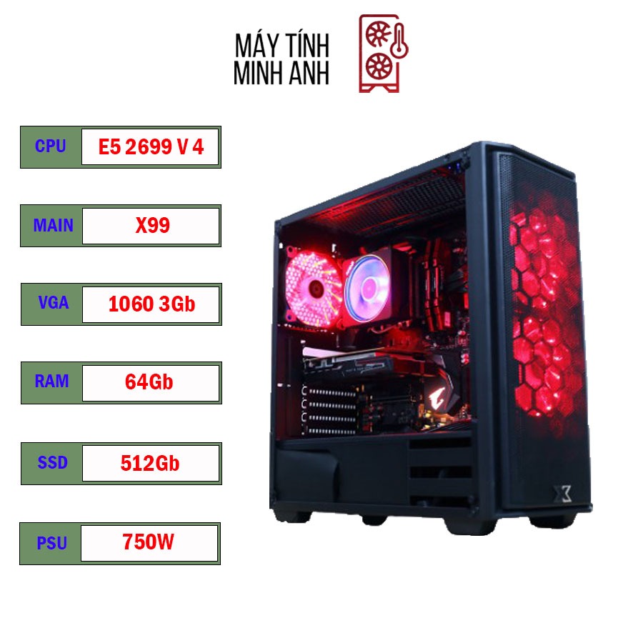 PC Dual Xeon E5 2699v4 Chuyên Giả Lập Render Chạy Ảo Hoá