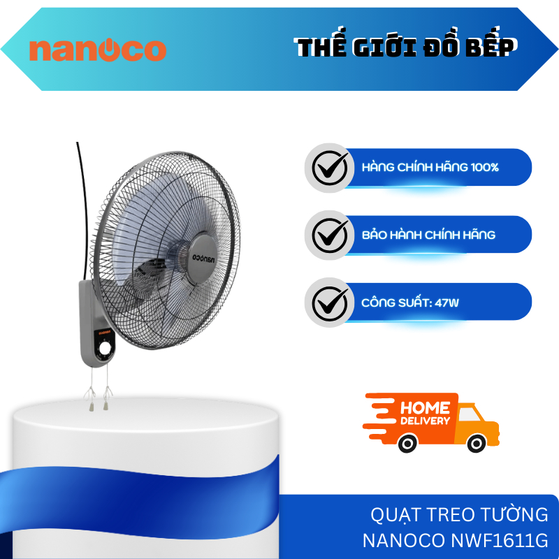 Quạt Treo Tường Nanoco NWF1611 – Công Suất 47W Bảo Vệ Quá Nhiệt An Toàn – TGB