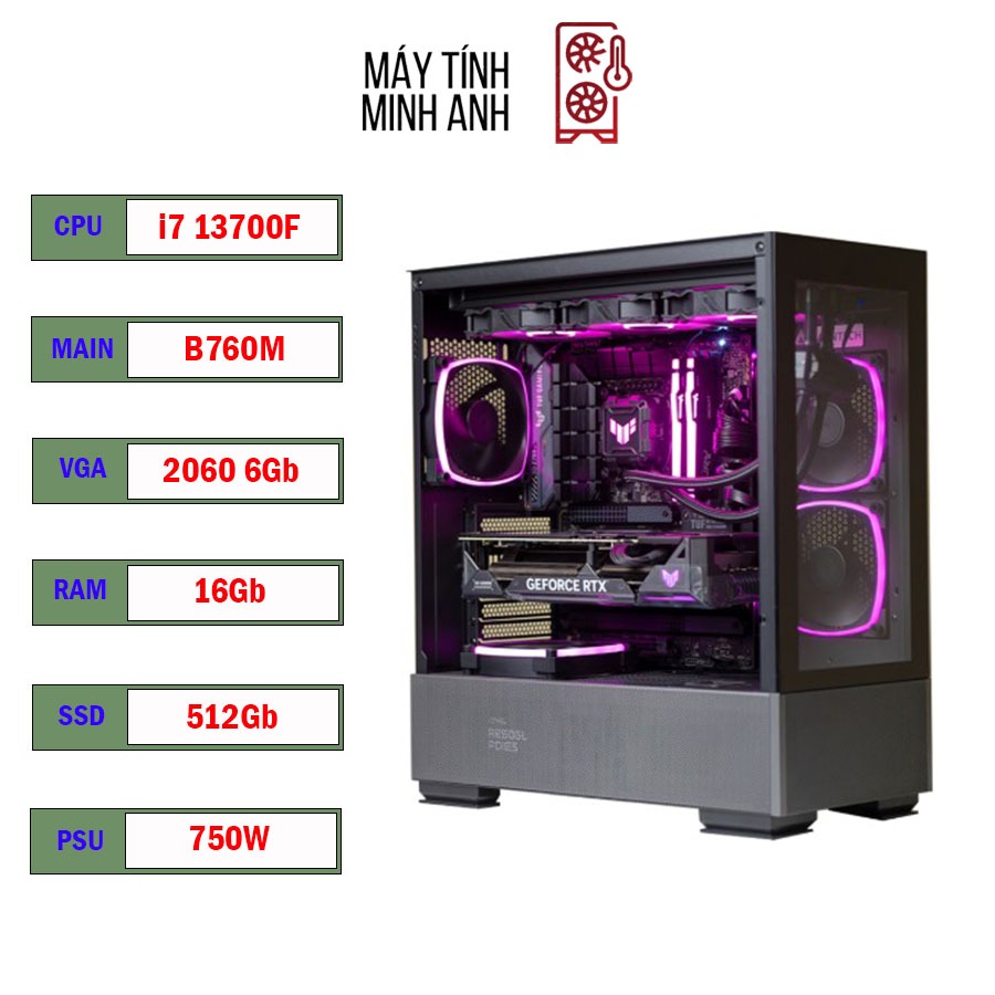 PC Gaming i7 13700f / RTX 3060ti / SSD 512G Case Gaming