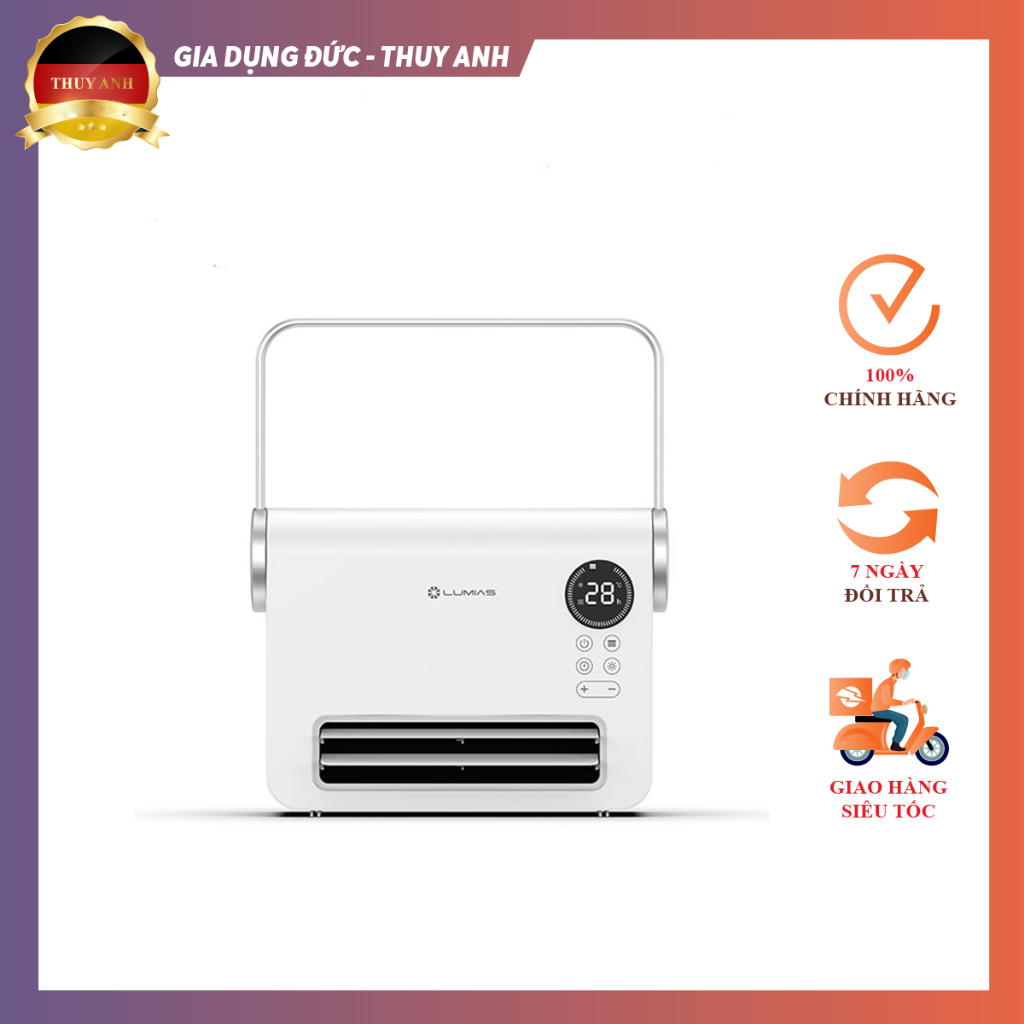 Máy sưởi nhà tắm Ceramic Lumias H08B - 2000W, 2 mức nhiệt, treo tường tiện lợi, có giá treo khăn