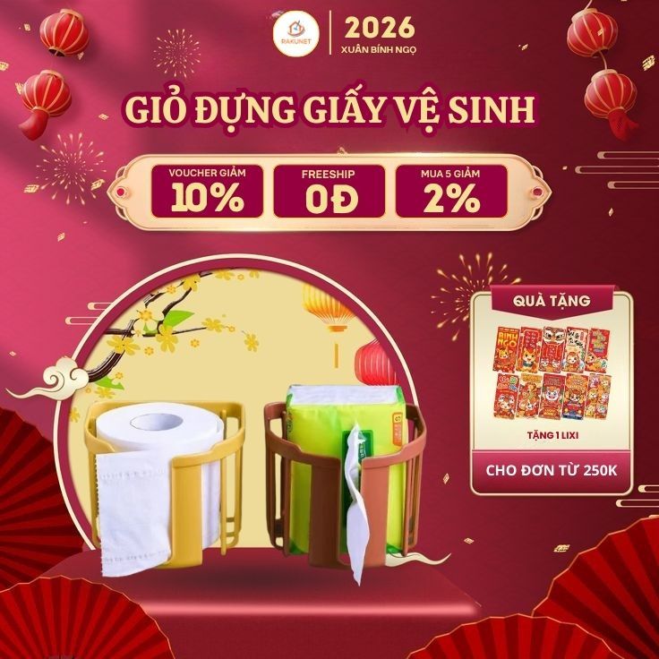 Giỏ đựng khăn giấy đồ dùng ốp tường phòng tắm Việt Nhật 3380 (GDG04)