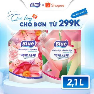  Nước Giặt Blue Hàn Quốc can túi 2.1L hương nước hoa thảo mộc phấn hồng thanh xuân - Giặt xả Sạch Sâu 