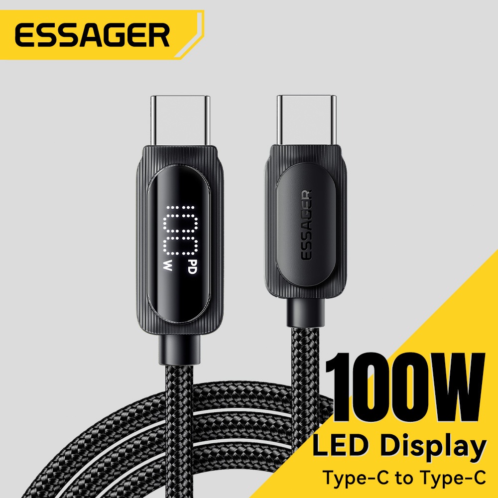 ESSAGER Cáp dữ liệu sạc nhanh màn hình kỹ thuật số 60W / 100W Type-C