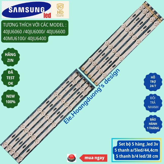 Thanh led tivi samsung 40ju6060 40ju6000 40ju6400 40ju6600 40mu6100(set 1 bộ 10 thanh ab) Ele.hoangd