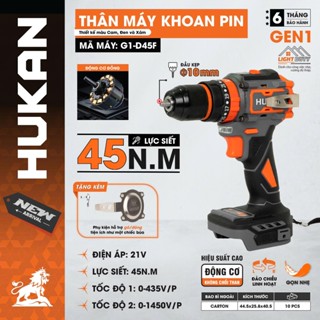 Thân máy khoan pin HUKAN G1-D45F, Không chổi than 45Nm, Đầu kẹp 10mm 3 Chức năng 23 Cấp trượt