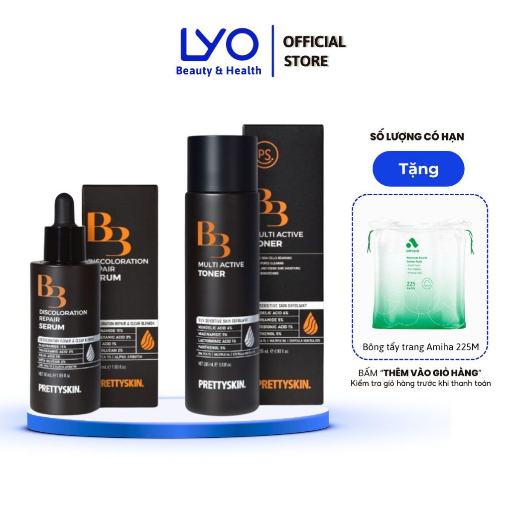 Nước Hoa Hồng & Tinh Chất Phục Hồi Da, Mờ Thâm Prettyskin B3 Discolororation Repair Serum/B3 Multi A