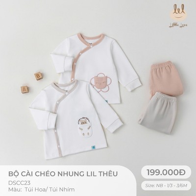 Bộ cài chéo nhung Lil thêu dành cho bé Lil Little Love (DSCC23)